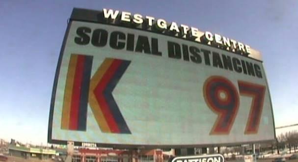 K-97 Edmonton social distancing billboard