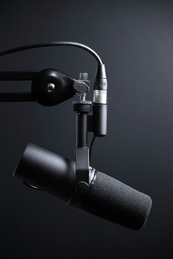 Image of podcasting set up; microphone